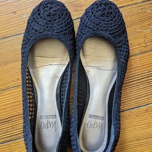 Black Crochet Ballet Flats Practically New